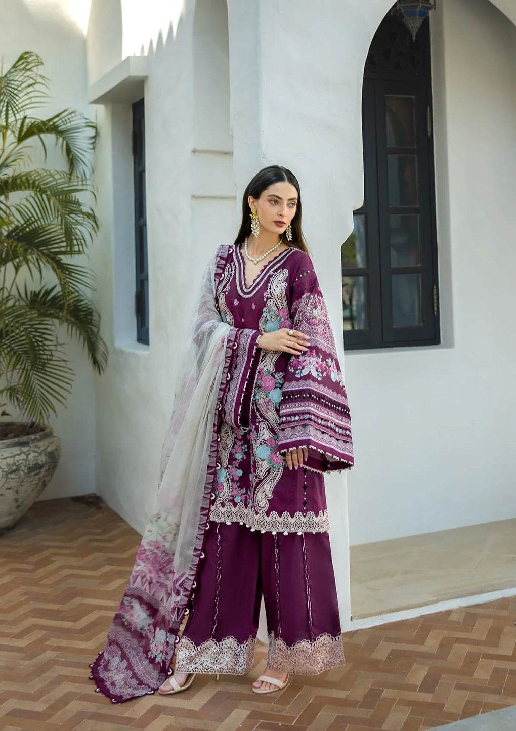 Elaf Premium Signature Embroidered Lawn Unstitched 3pcs - Jotey