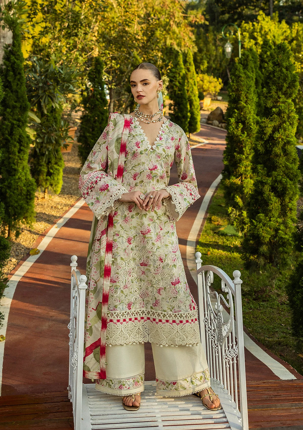 Elaf Print Chikankari Unstitched Lawn 3pcs