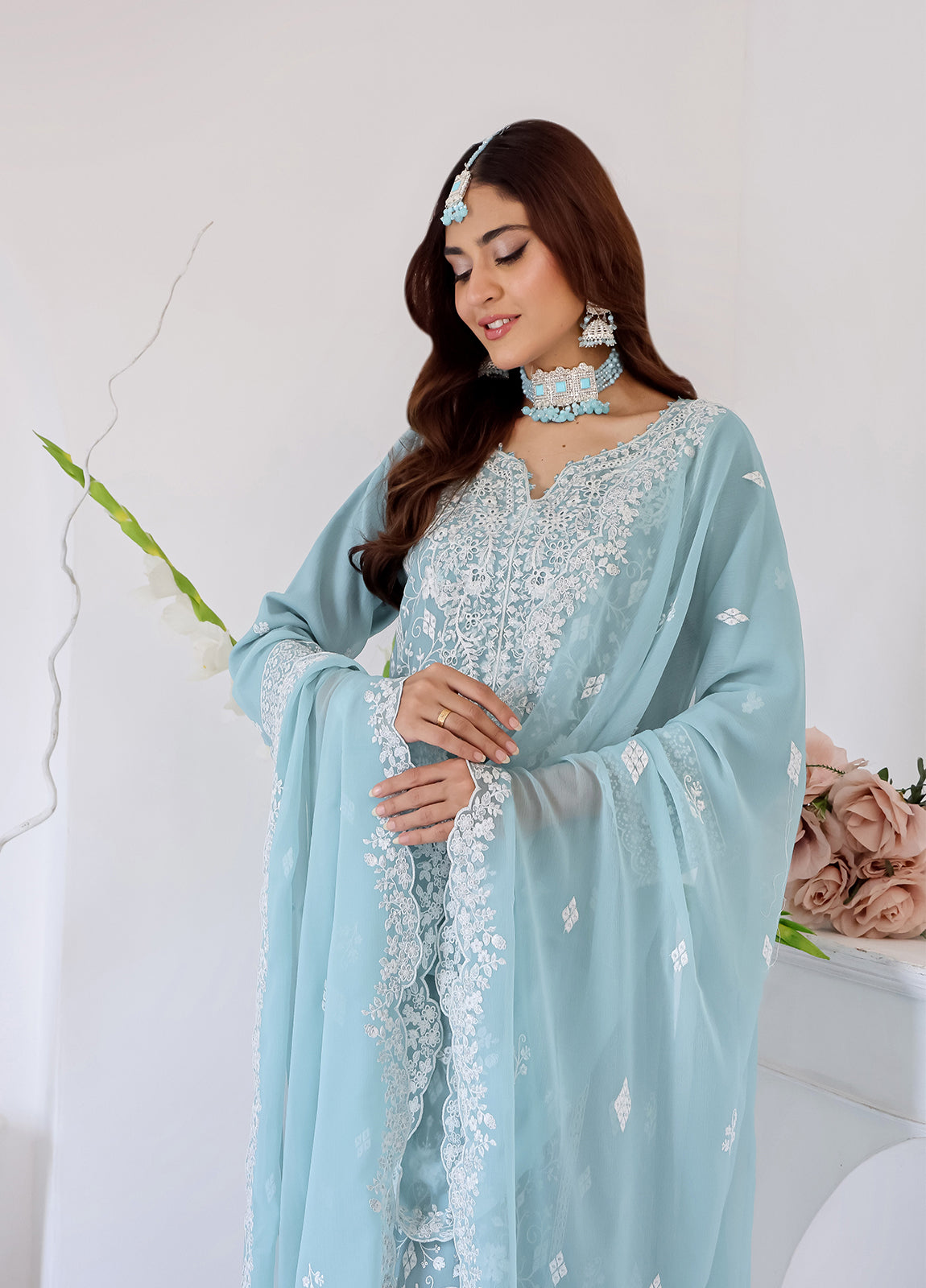 Zahikah By Bin Hameed Luxury Embroidered Chiffon Untitched 3pcs