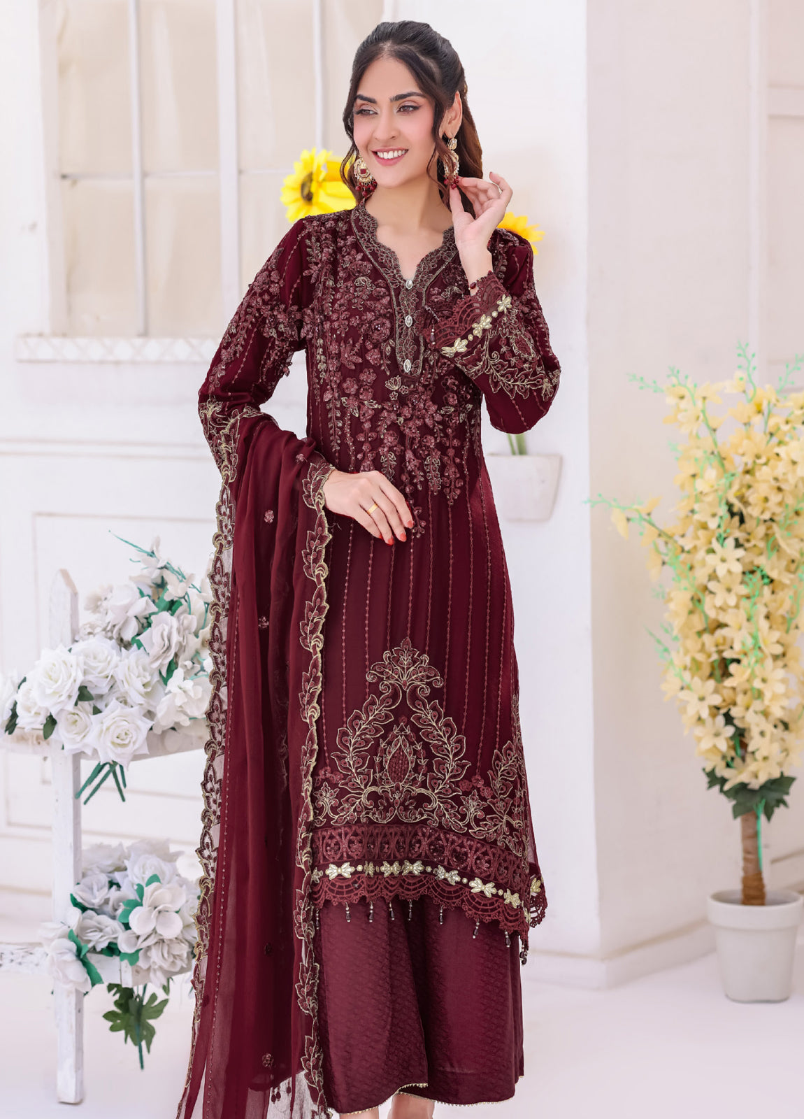 Ghungroo By Bin khalid Embroidered Chiffon Unstitched Three Piece