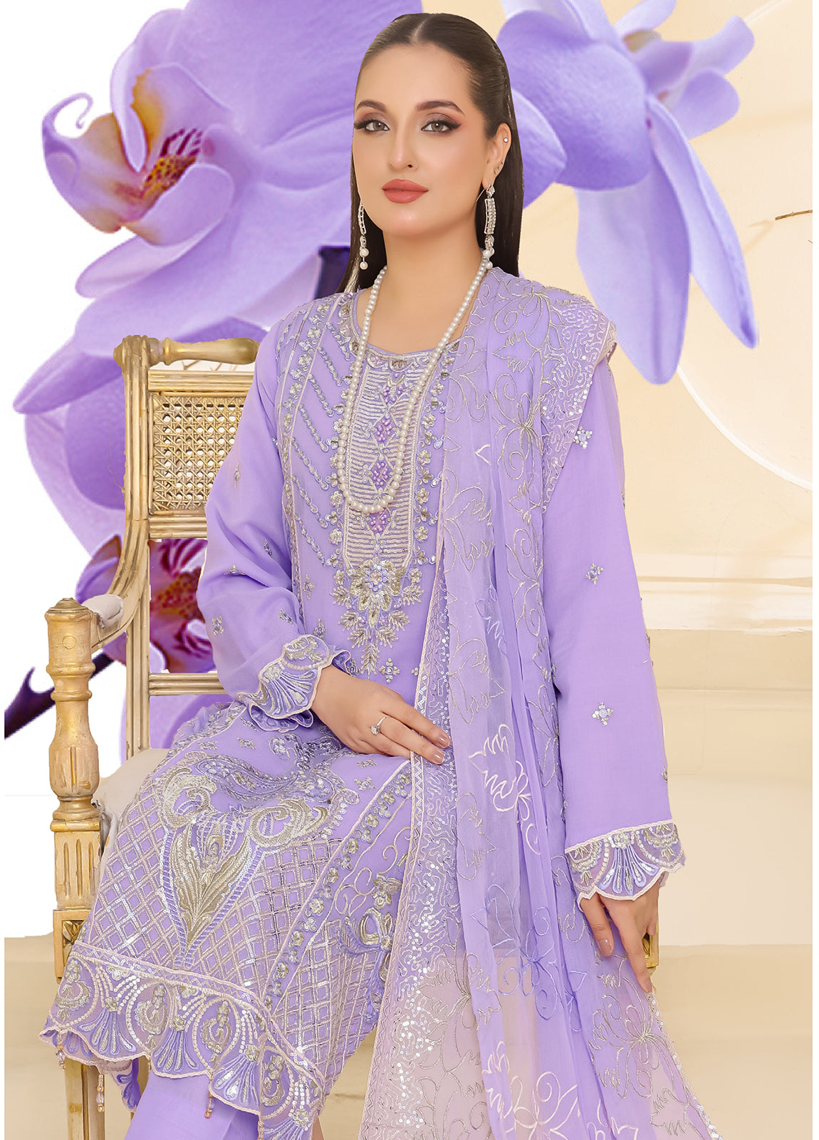 Raise By Bin Hameed Luxury Embroidered Chiffon Unstitched 3 Piece