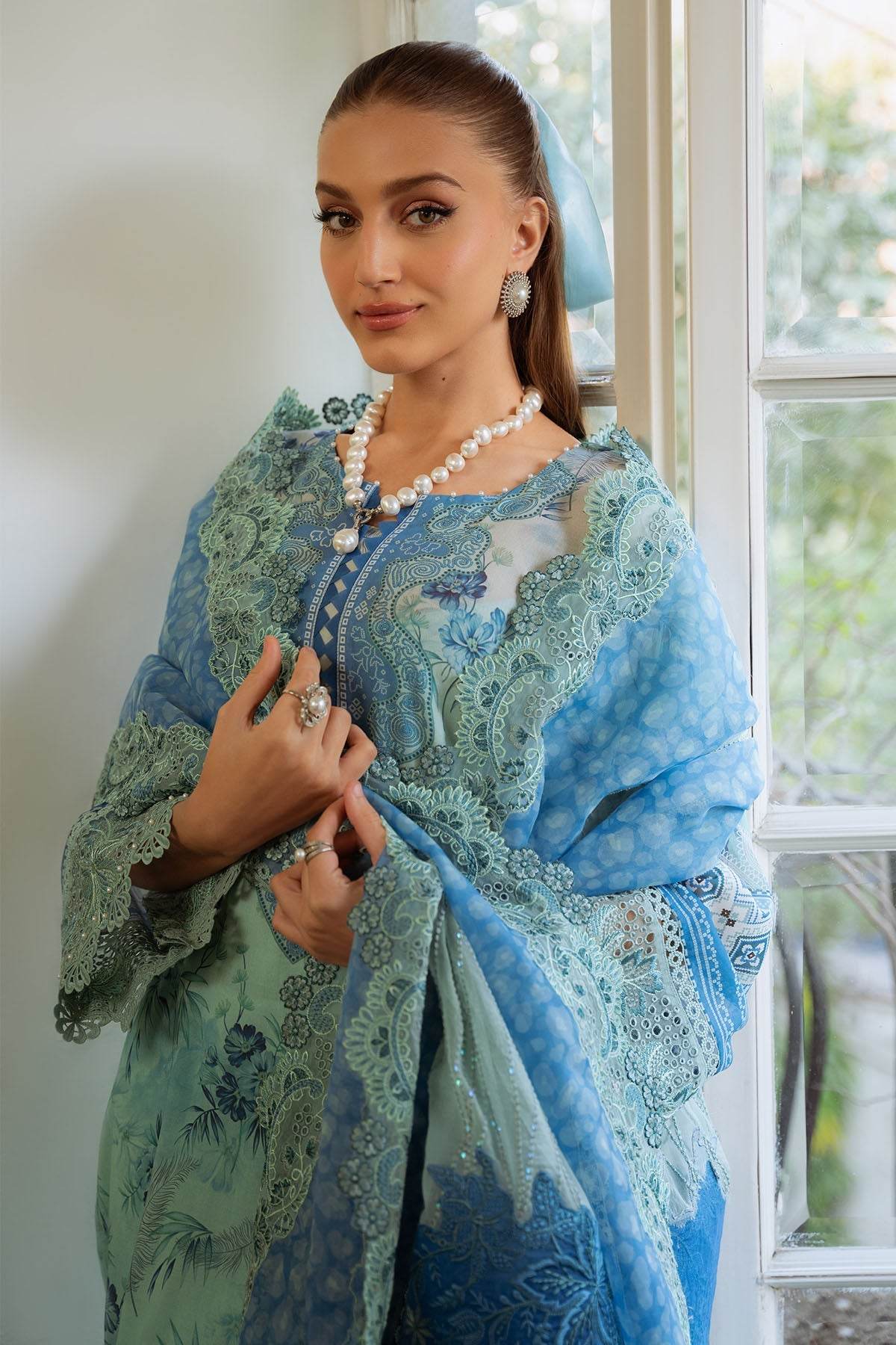 Nureh Maya Swiss Lawn Embroidered Unstitched 3pcs - Jotey