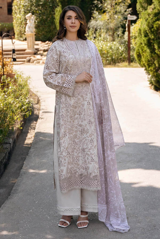 AFROZEH Damask The Holiday Edit'25 Embroidered Lawn 3pcs - Jotey