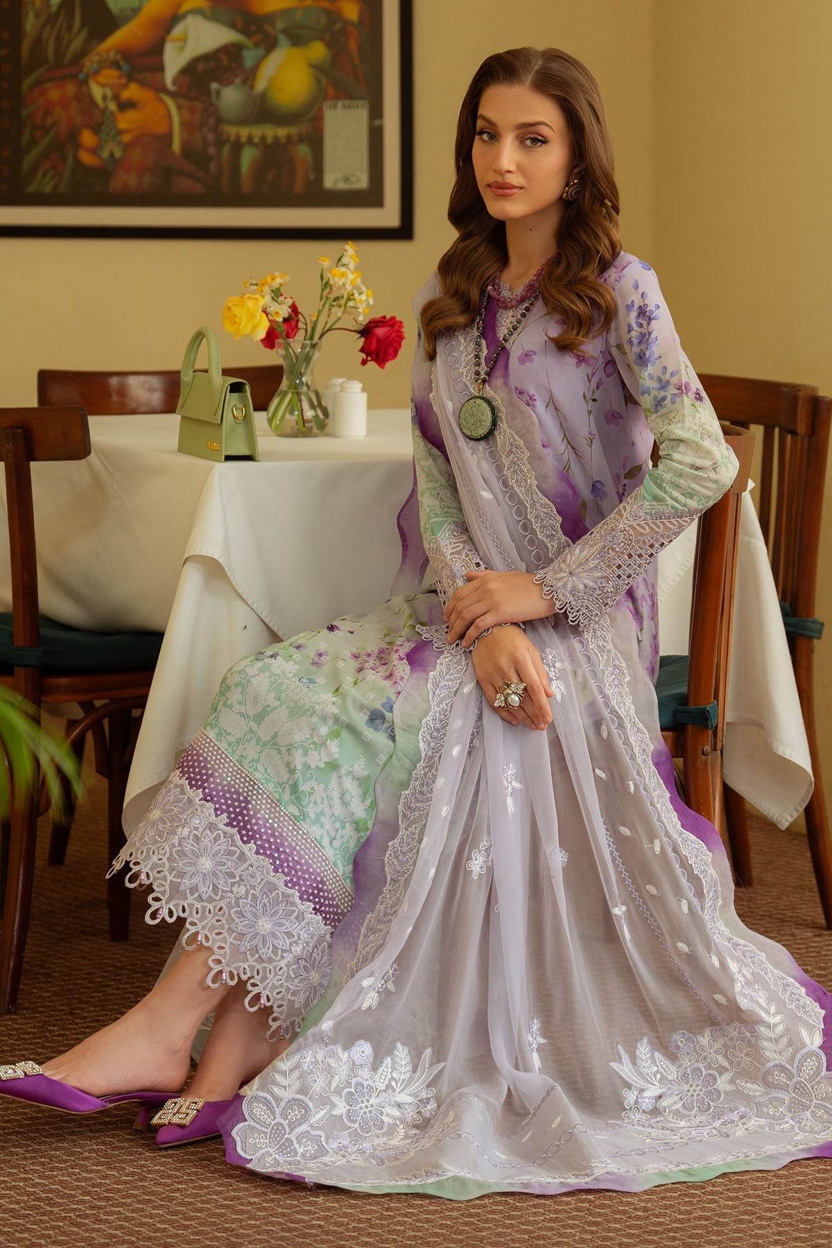 Nureh Maya Swiss Lawn Embroidered Unstitched 3pcs - Jotey