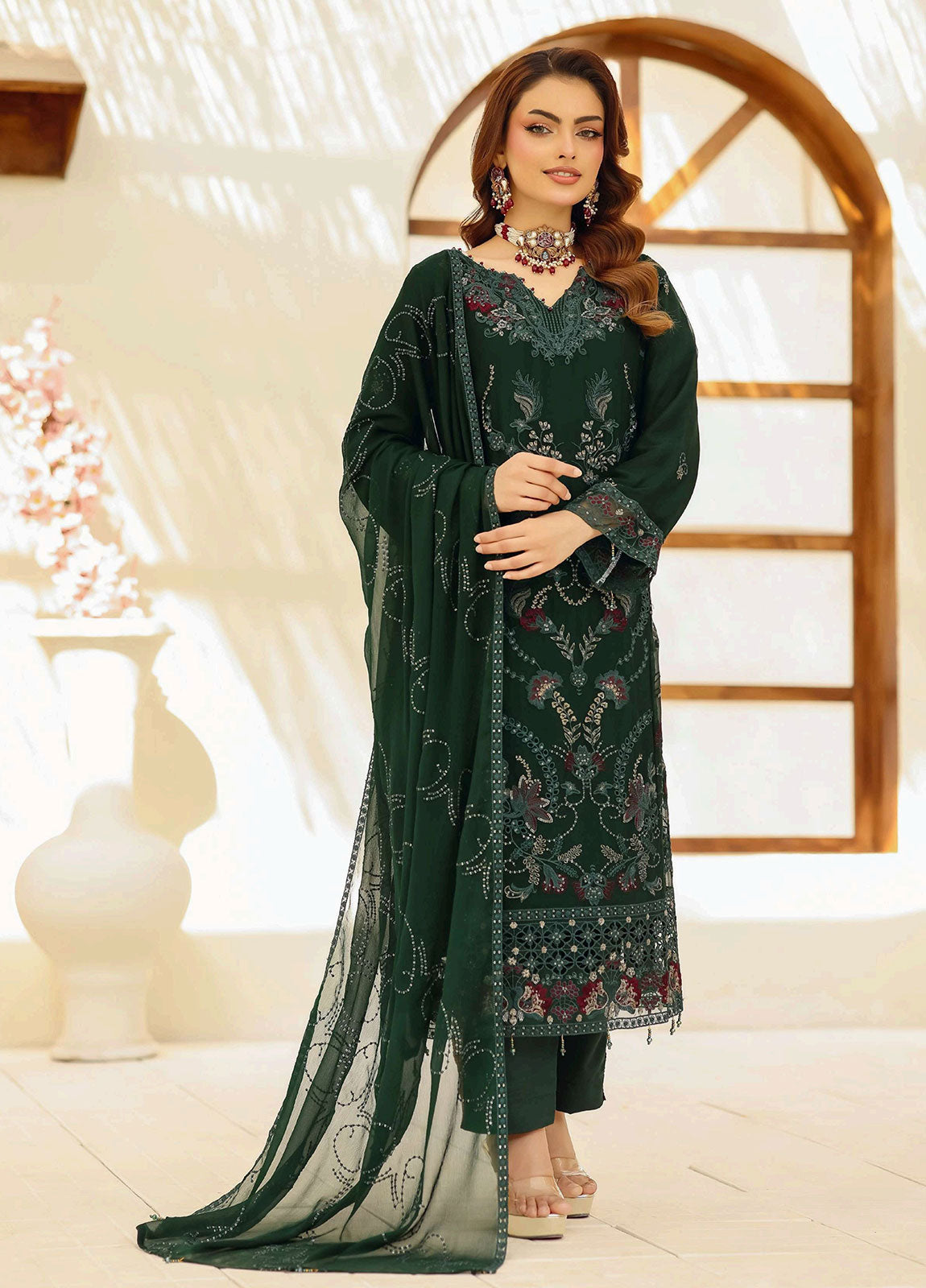 Jolie by Bin Khalid Fancy Embroidered Chiffon Semi-Stitched 3Pcs