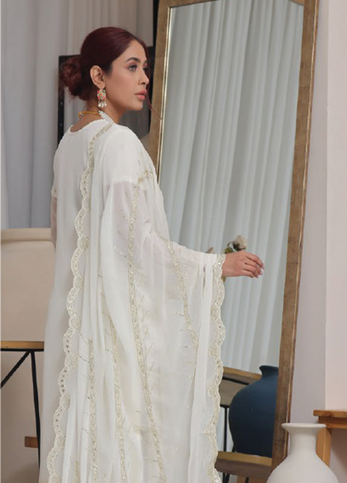 Nisha Embroidered Chiffon Semi-Stitched 3pcs
