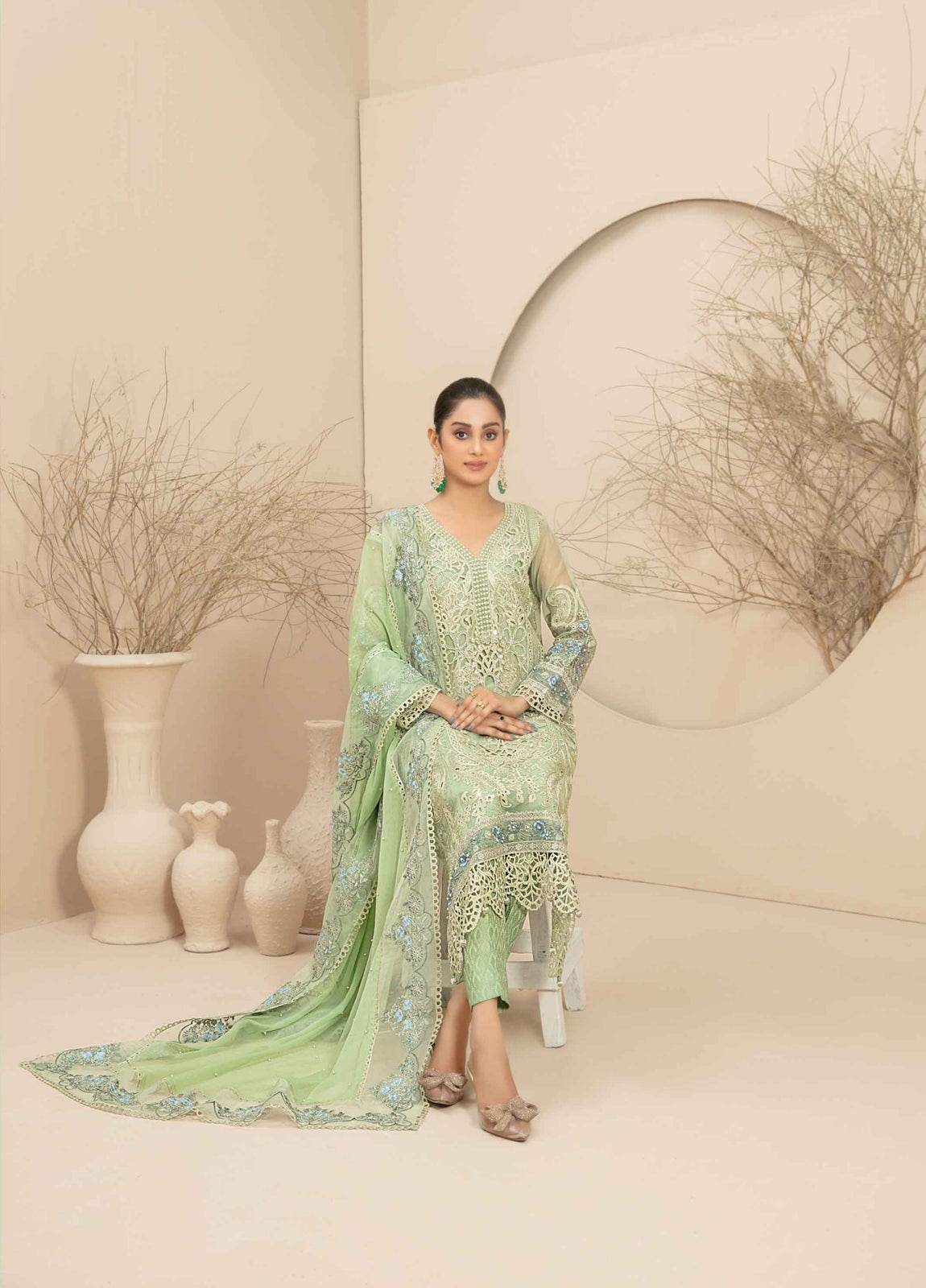 Dilaab By Tawakkal Embroidered Semi Stitched 3pcs - Jotey