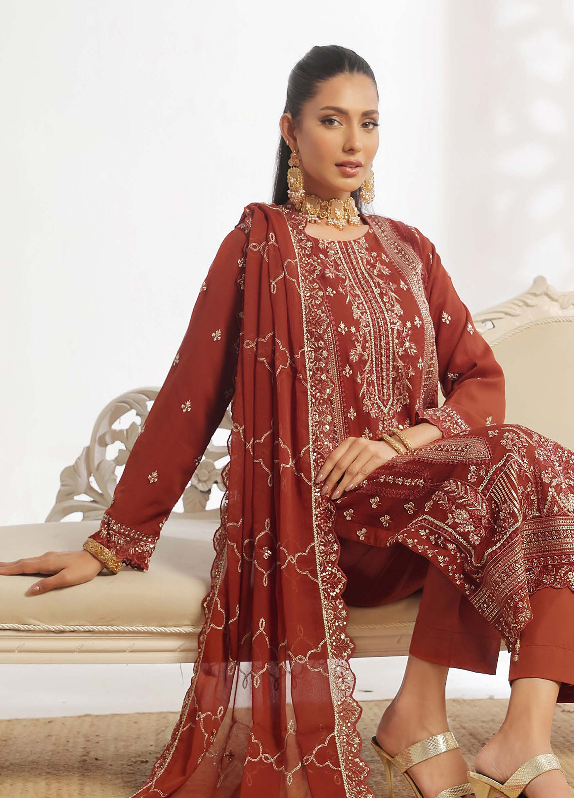 Darshan By Bin Hameed Luxury Embroidered Chiffon Semi-Stitched 3 Piece