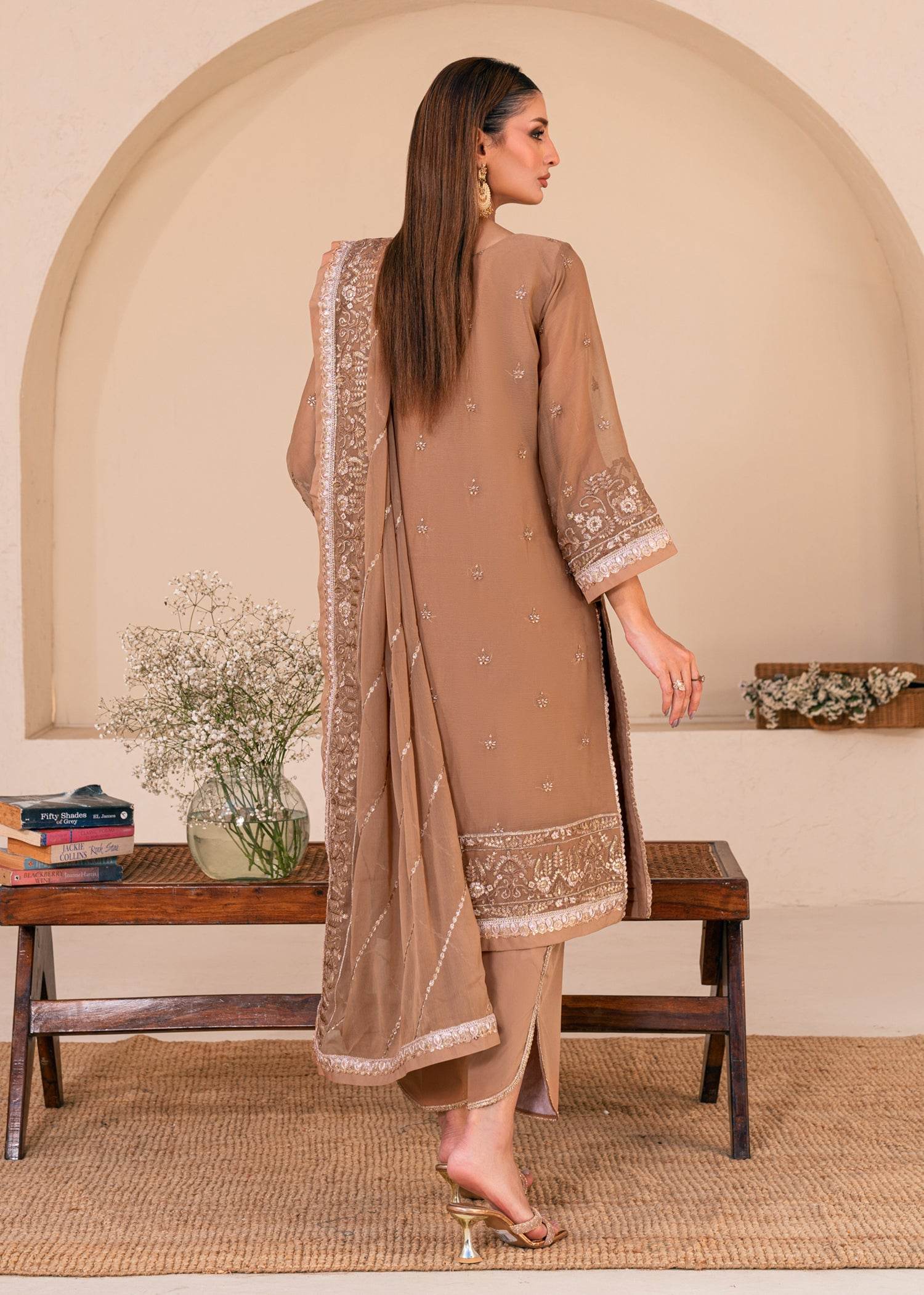 Lallaria By Noorma Kaamal Embroidered Chiffon Unstitched 3pcs - Jotey