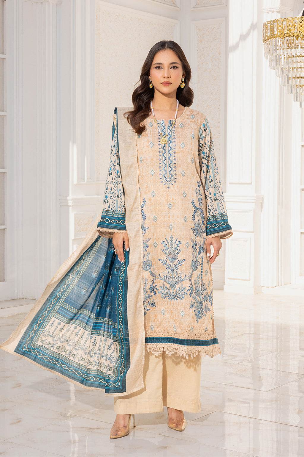 Somika By Johra Embroidered Fancy Lawn Unstitched 3Pcs - Jotey