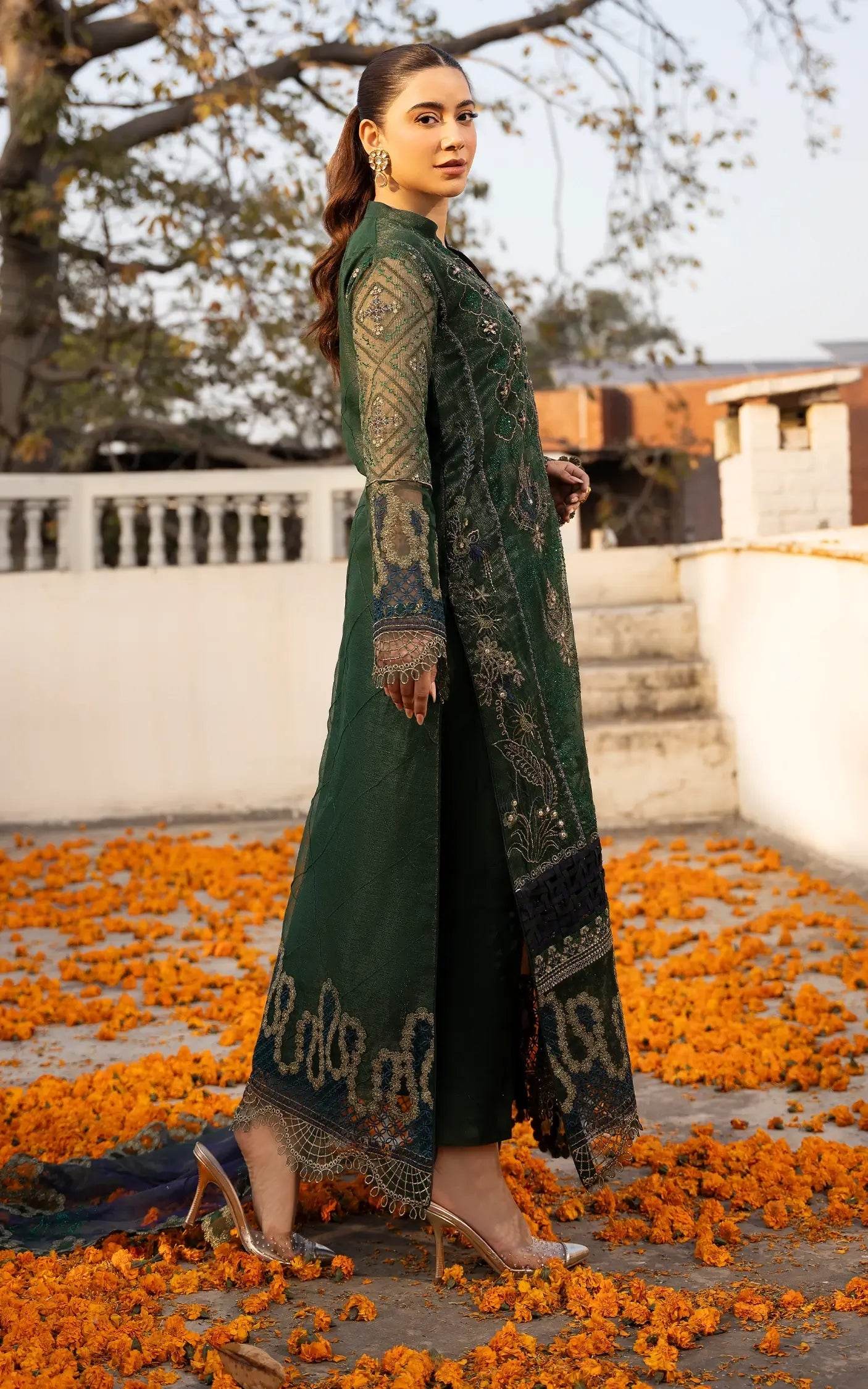 Eid Festive By Asifa And Nabeel Vol-01 Embroidered Zari Net Unstitched 3pcs - Jotey