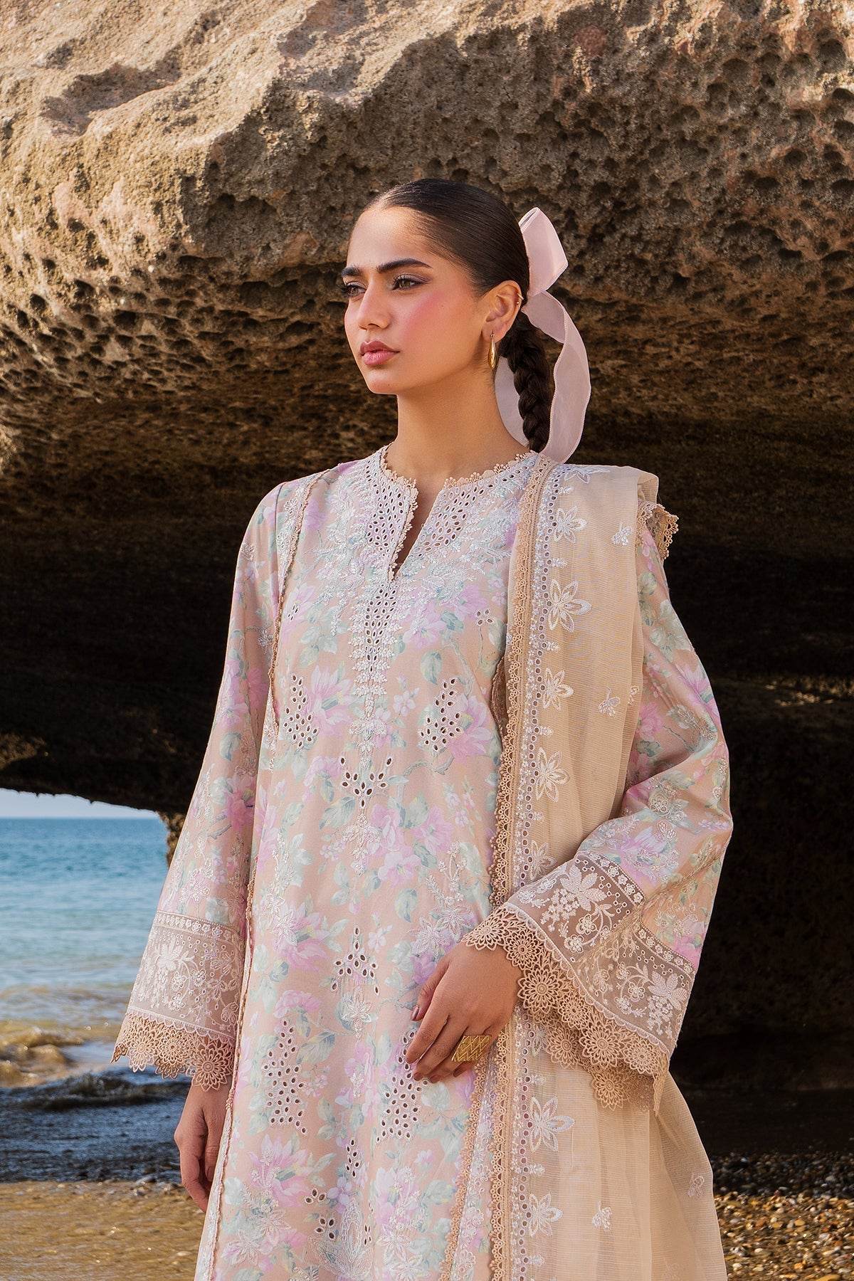 AFROZEH Endless Summer'25 Embroidered Printed Lawn 3pcs - Jotey