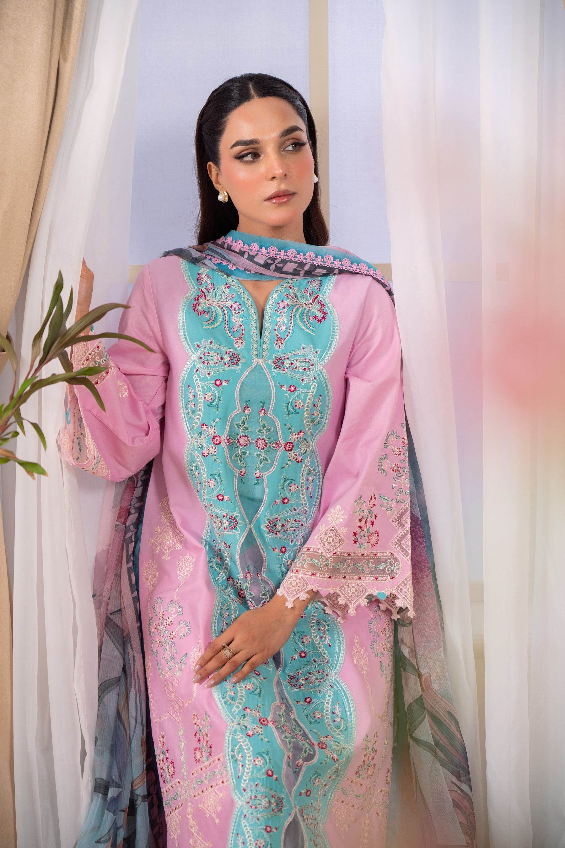 Atiya Irfan Preet Vol-02 Embroidered Unstitched Lawn 3pcs - Jotey