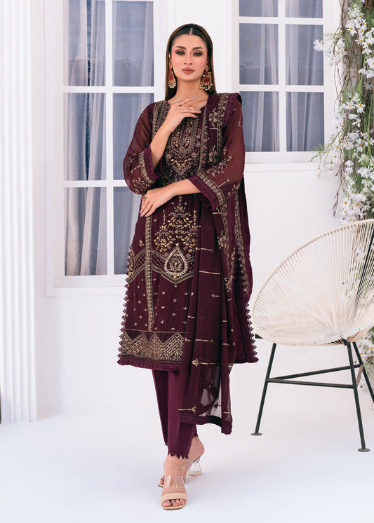 Lallaria By Noorma Kaamal Embroidered Chiffon Unstitched 3pcs