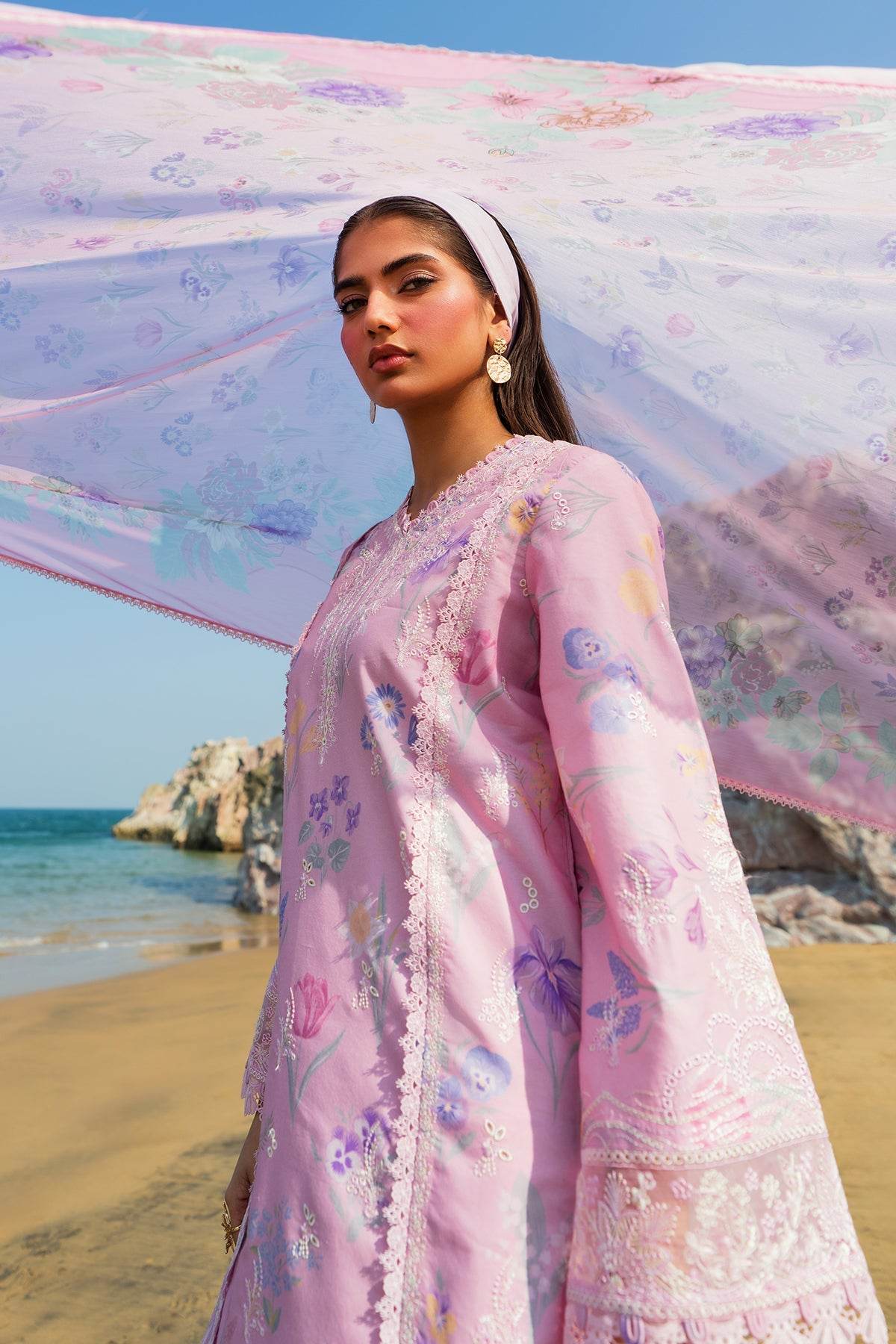 AFROZEH Endless Summer'25 Embroidered Printed Lawn 3pcs - Jotey