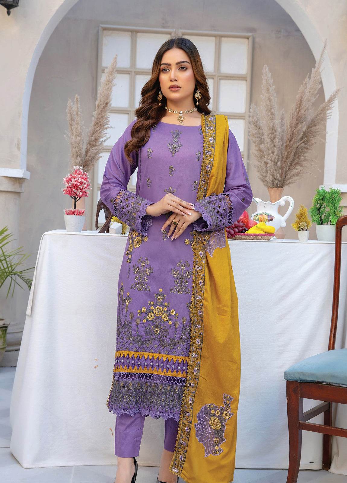 Ethnic By Anaya Hoor Embroidered Lawn Unstitched 3pcs - Jotey