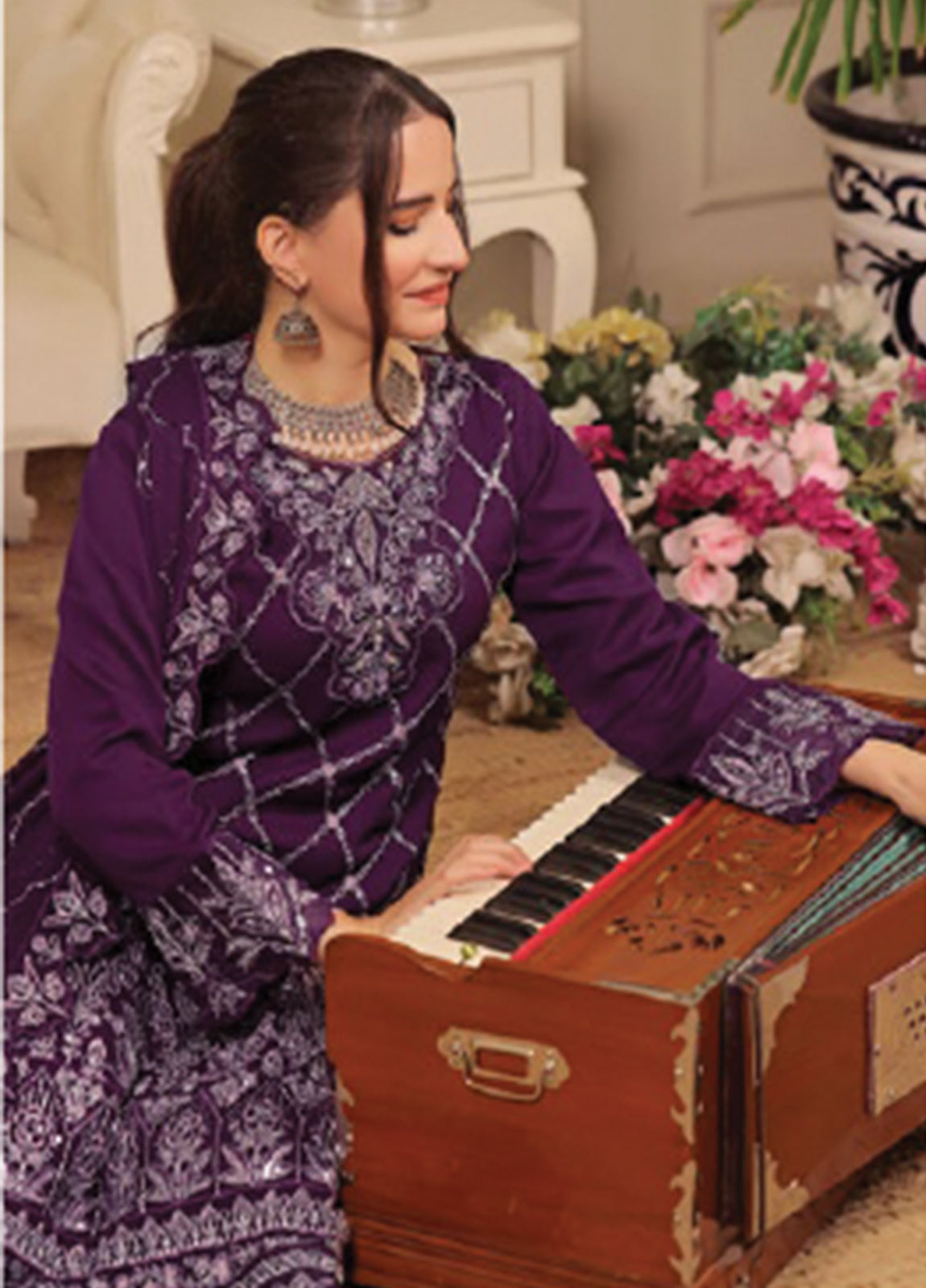 Nura Luxury Embroidered Chiffon Semi-Stitched 3pcs