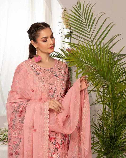 Manizay Super Anmol Embroidered Lawn 3pcs - Jotey