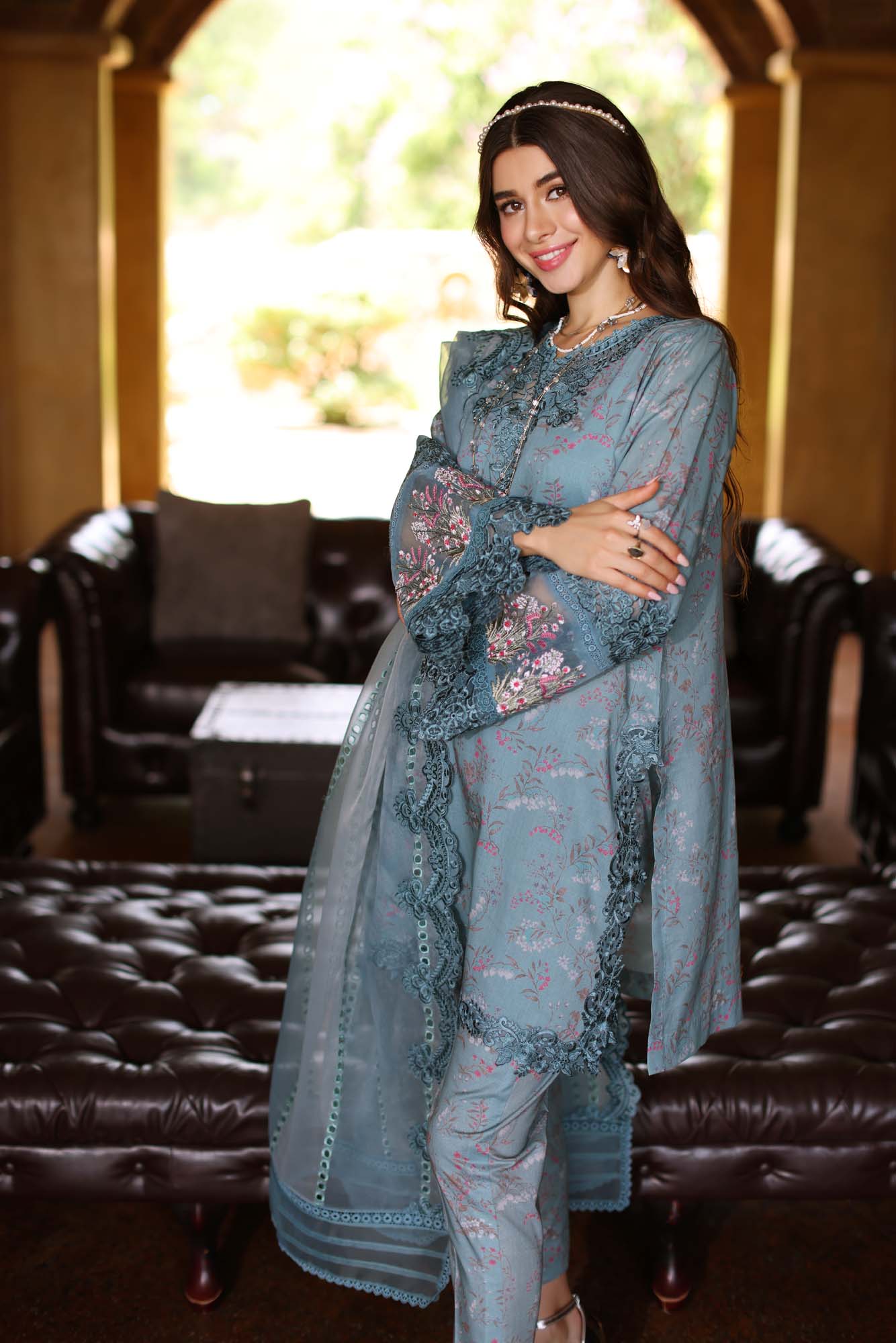 Noor By Saadia Asad Eid Luxe Printkari Embroidered Lawn Unstitched 3pcs