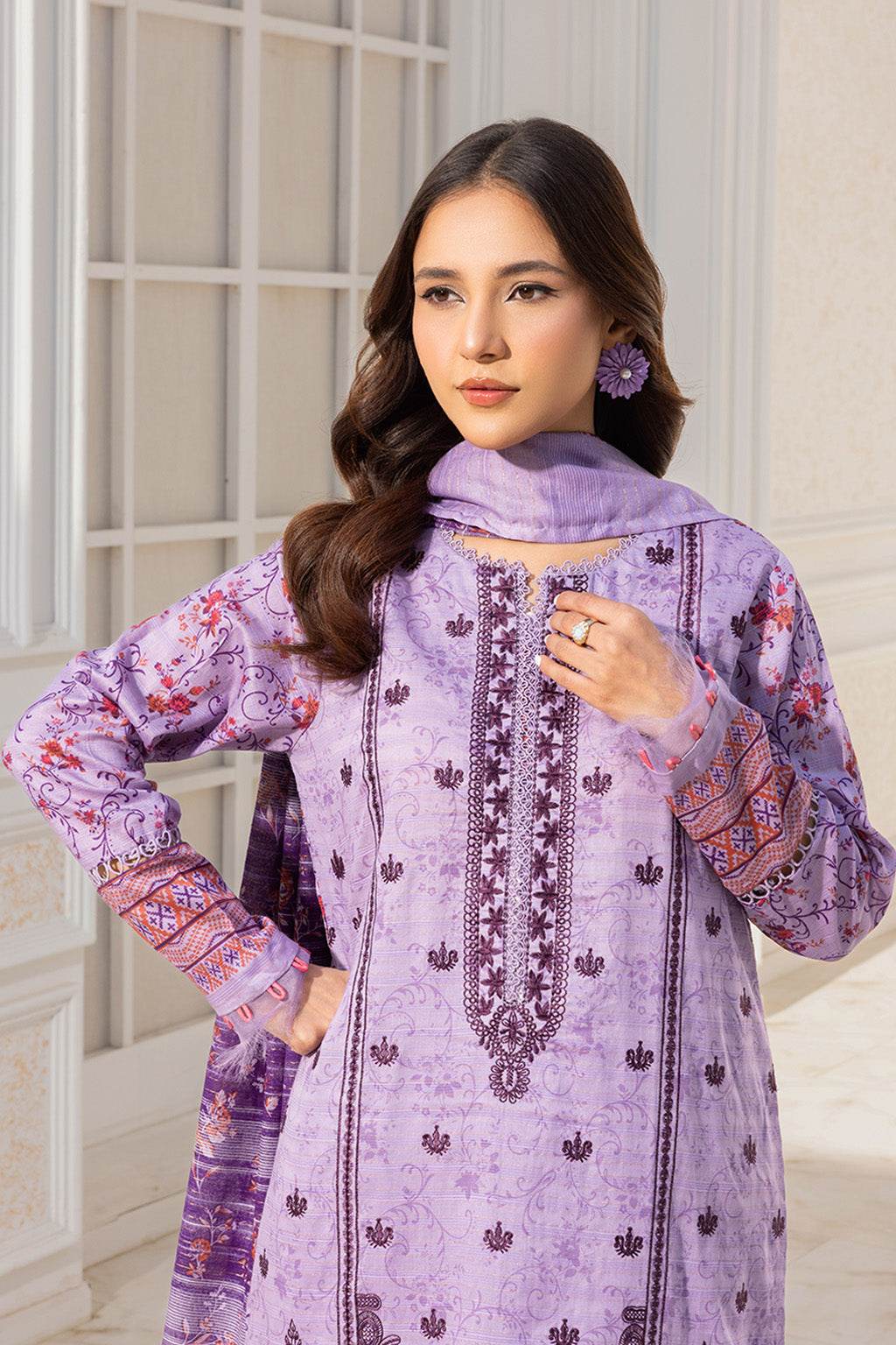 Somika By Johra Embroidered Fancy Lawn Unstitched 3Pcs - Jotey