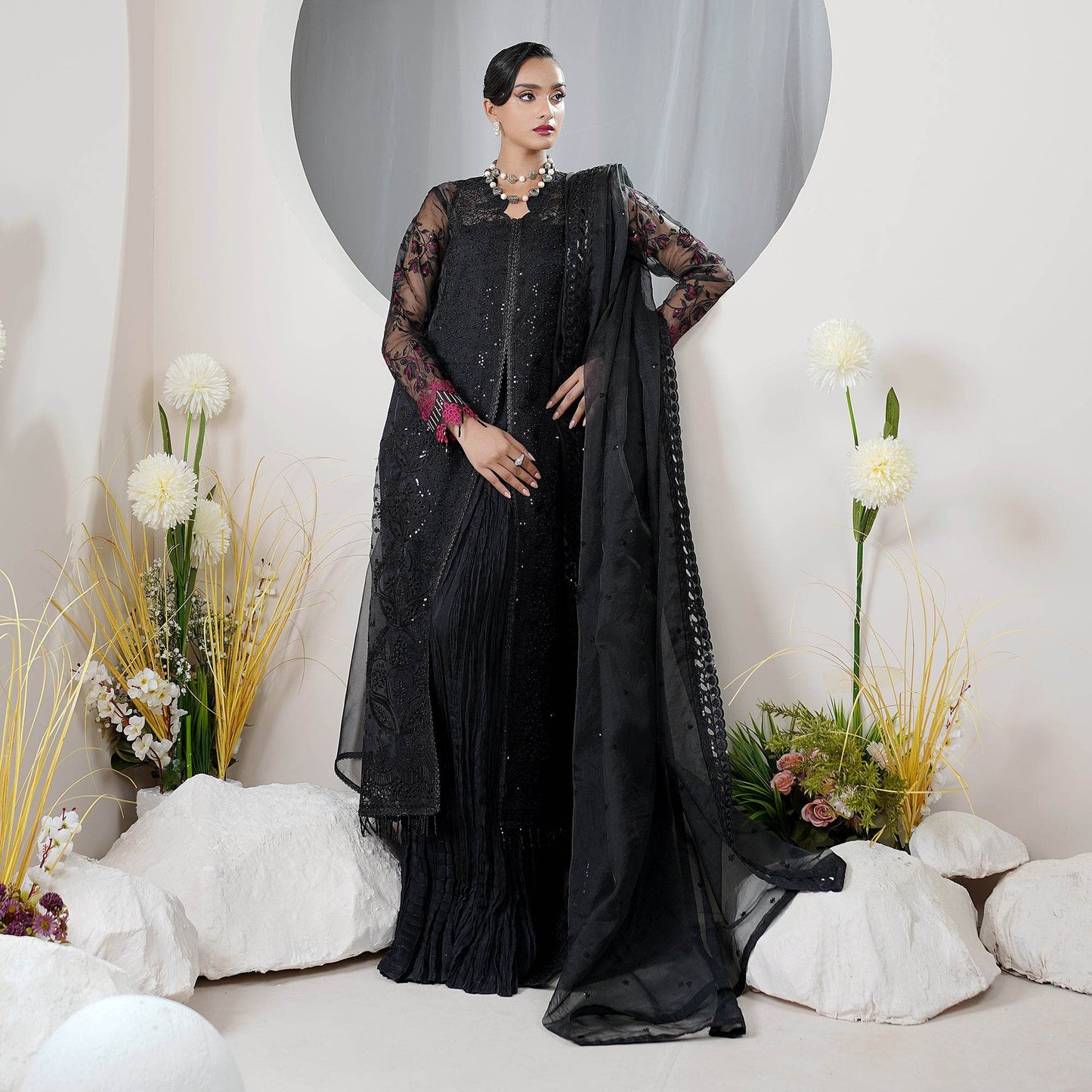 Embellished Ready to wear Organza 3pcs - Jotey