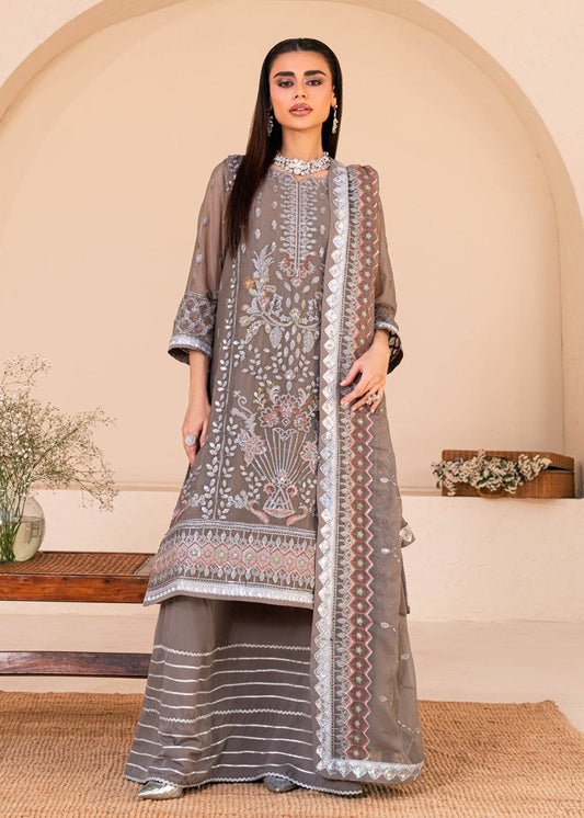 Lallaria By Noorma Kaamal Embroidered Chiffon Unstitched 3pcs - Jotey