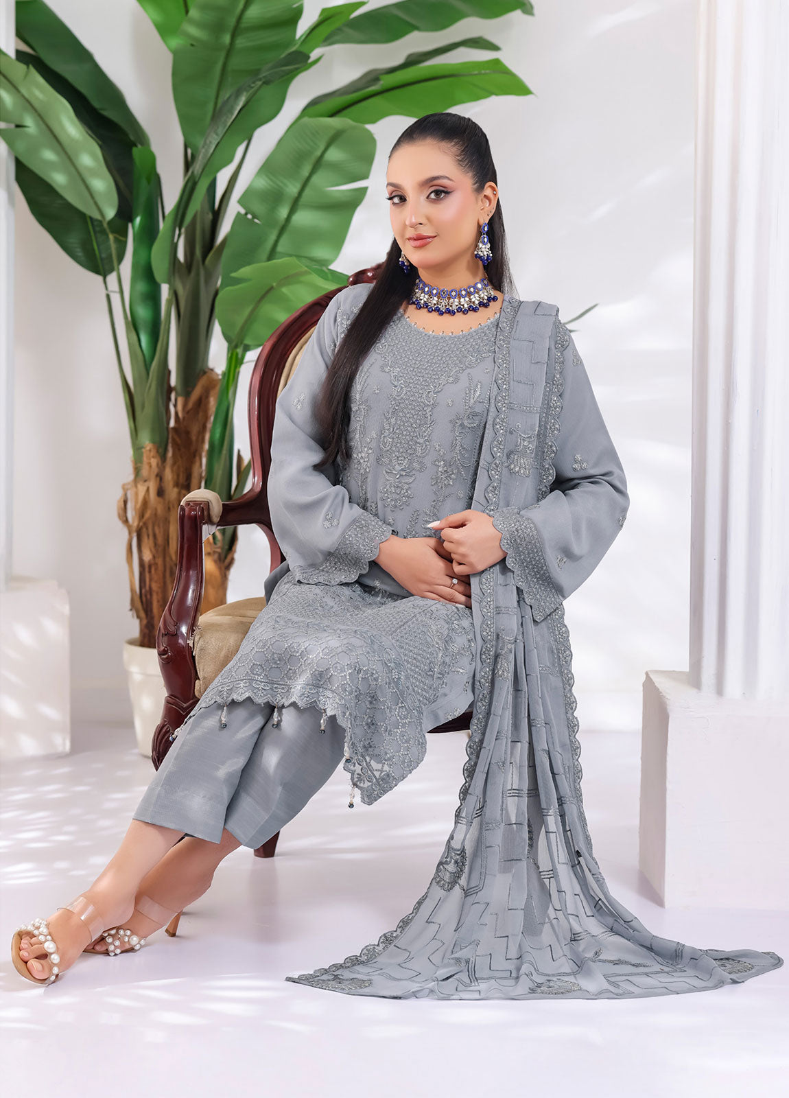Manisha By Bin Hameed Luxury Embroidered Chiffon Unstitched 3 Piece