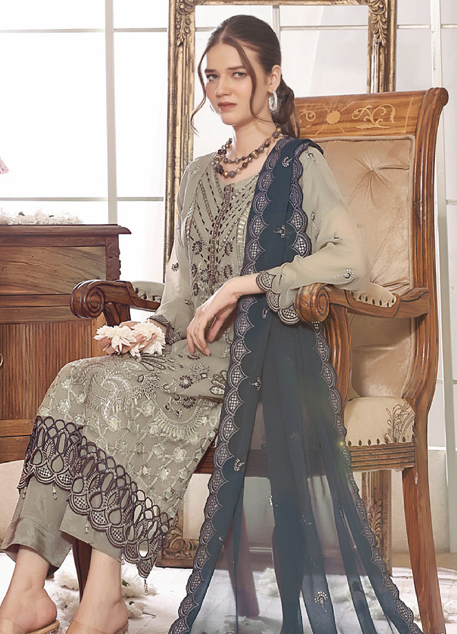 Saniya By Bin Hameed Luxury Emb Chiffon Semi Stitched 3pcs