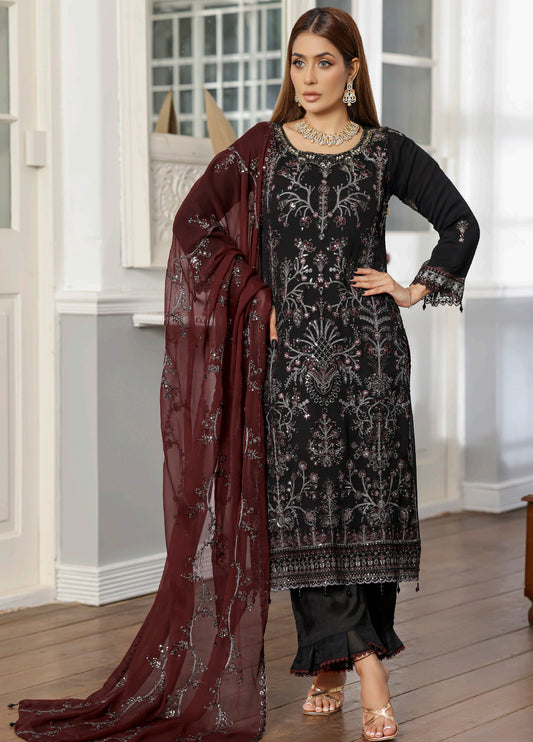 Rang Rasiya By Bin khalid Embroidered Fancy Chiffon Unstitched Three Piece