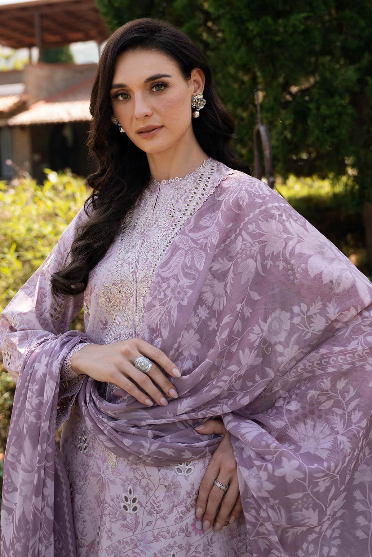 AFROZEH Damask The Holiday Edit'25 Embroidered Lawn 3pcs - Jotey