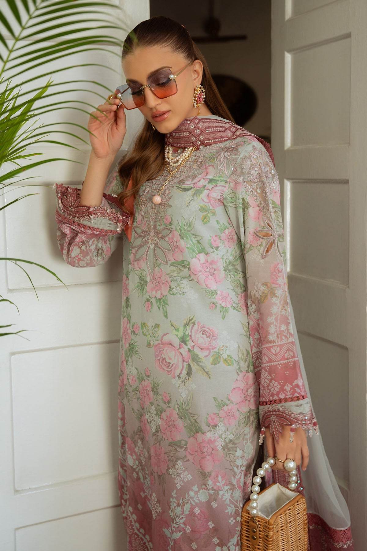 Nureh Maya Swiss Lawn Embroidered Unstitched 3pcs - Jotey
