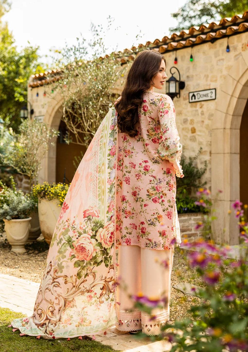 Elaf Print Chikankari Unstitched Lawn 3pcs - Jotey