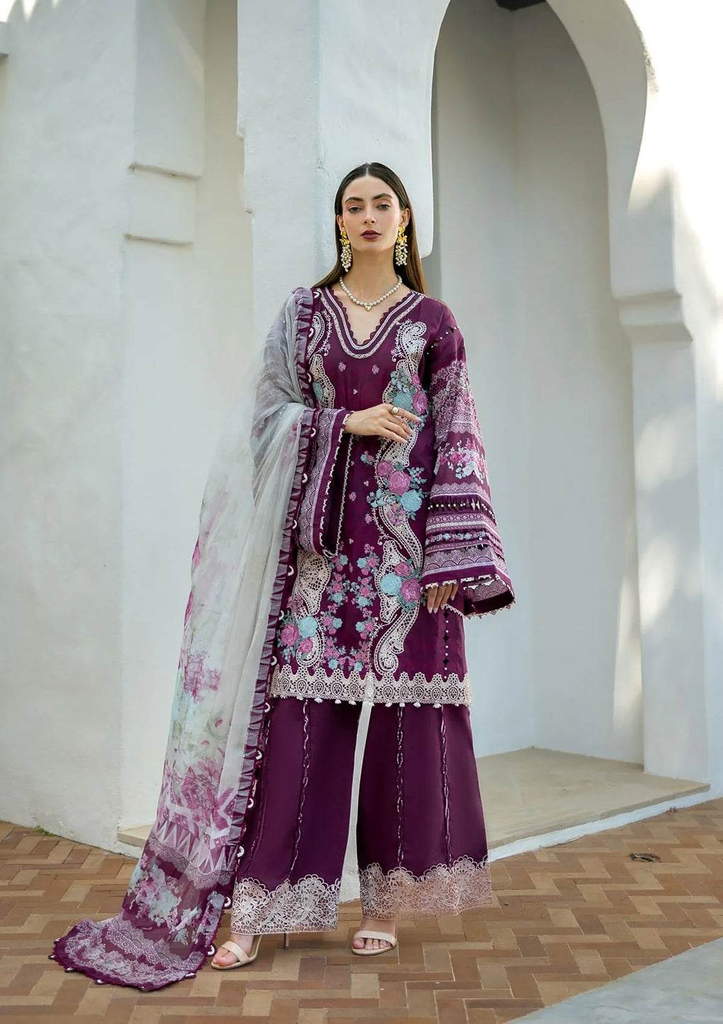 Elaf Premium Signature Embroidered Lawn Unstitched 3pcs - Jotey