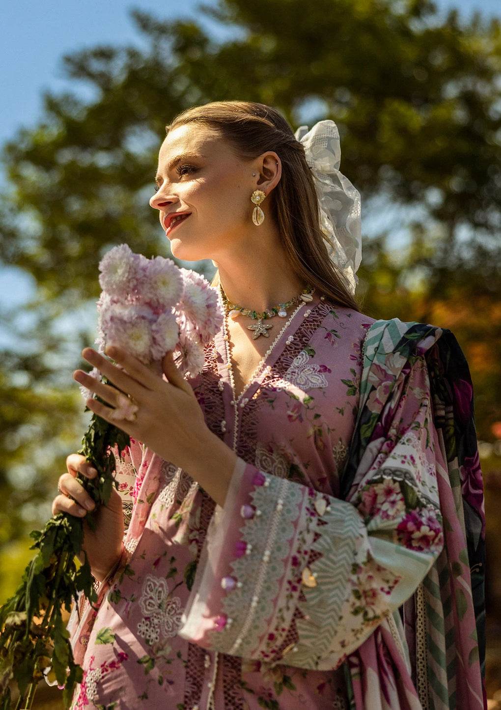 Elaf Print Chikankari Unstitched Lawn 3pcs - Jotey