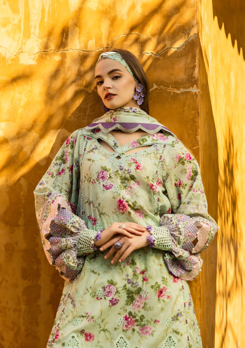 Elaf Print Chikankari Unstitched Lawn 3pcs