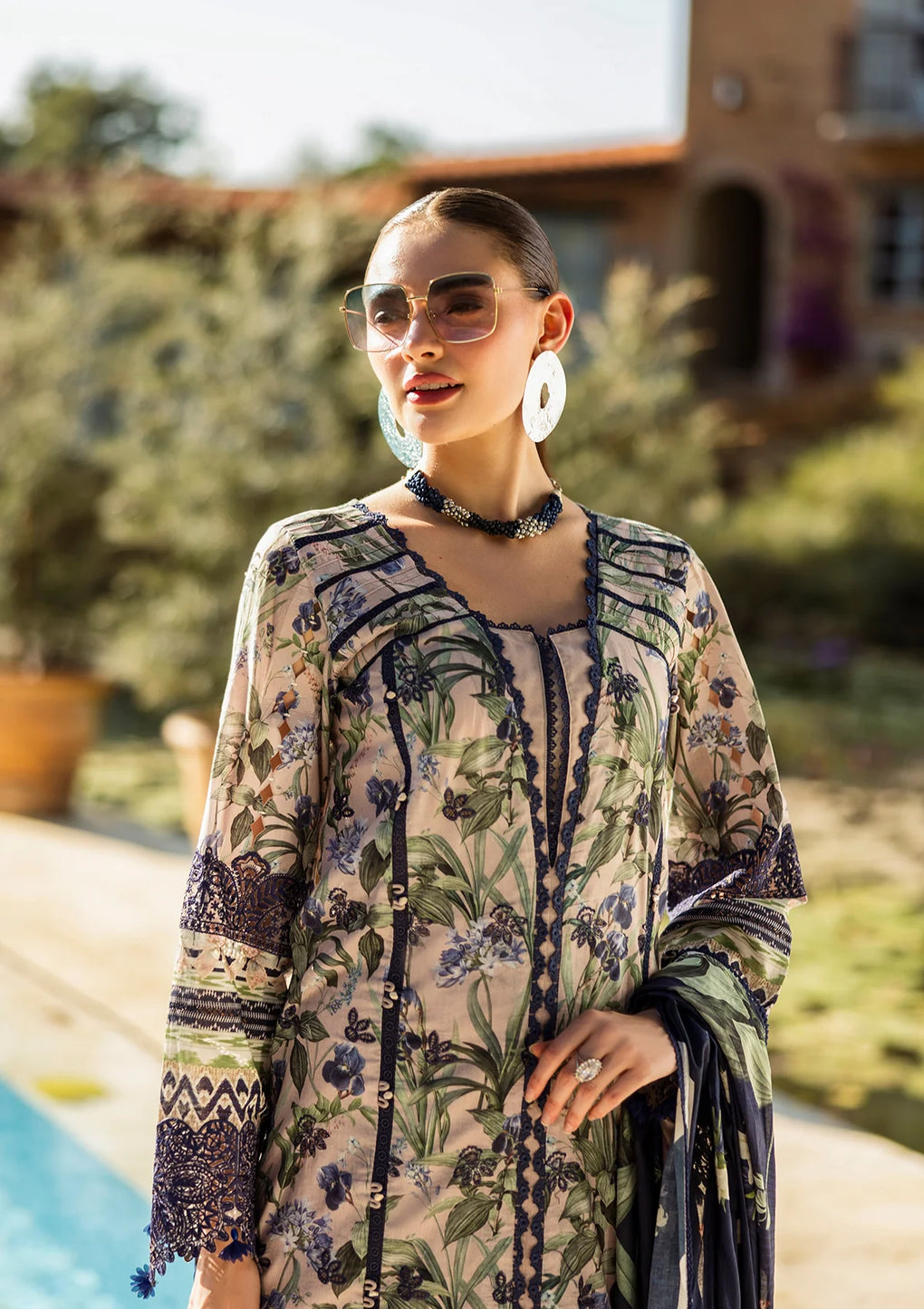 Elaf Print Chikankari Unstitched Lawn 3pcs