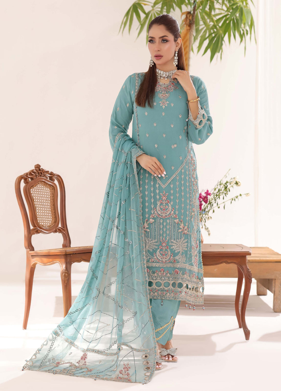 Sahiba By Bin khalid Embroidered Fancy Chiffon Unstitched Three Piece