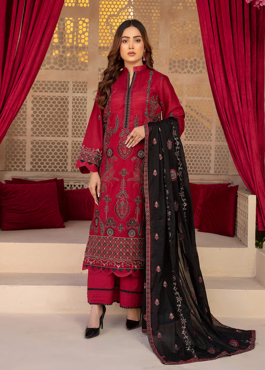 Anaya Hoor Saffron Embroidered Lawn Unstitched 3pcs