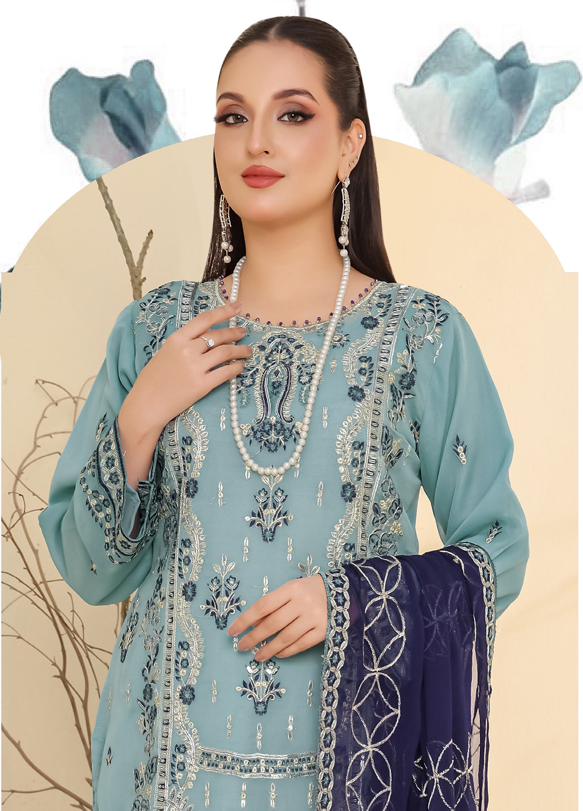 Raise By Bin Hameed Luxury Embroidered Chiffon Unstitched 3 Piece