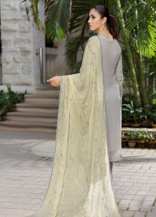 Mushk By Bin khalid Embroidered Fancy Chiffon Unstitched Three Piece