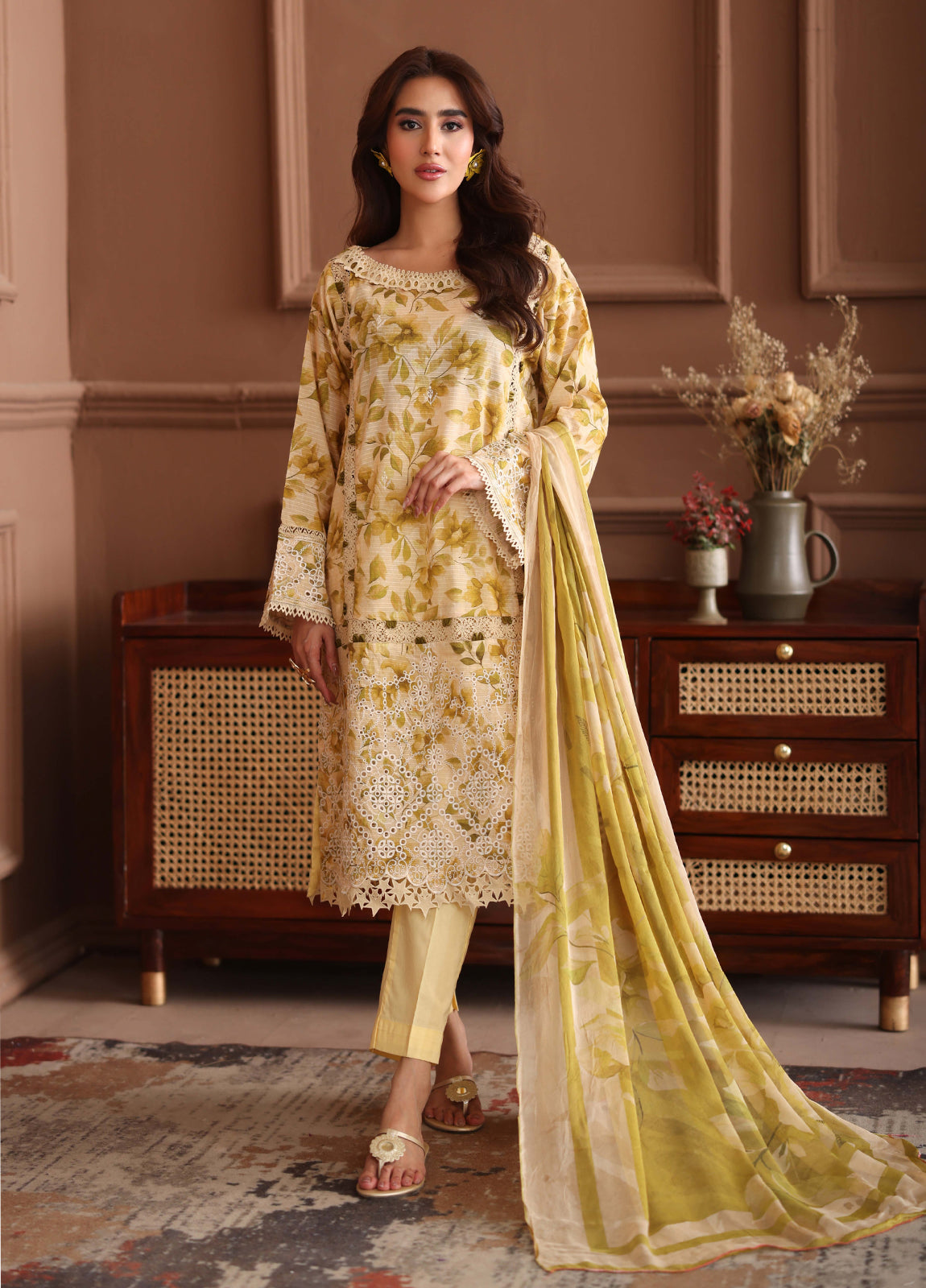 Keyaan By Johra Embroidered Chikankari Printed Bana Dora Lawn Unstitched 3Pcs