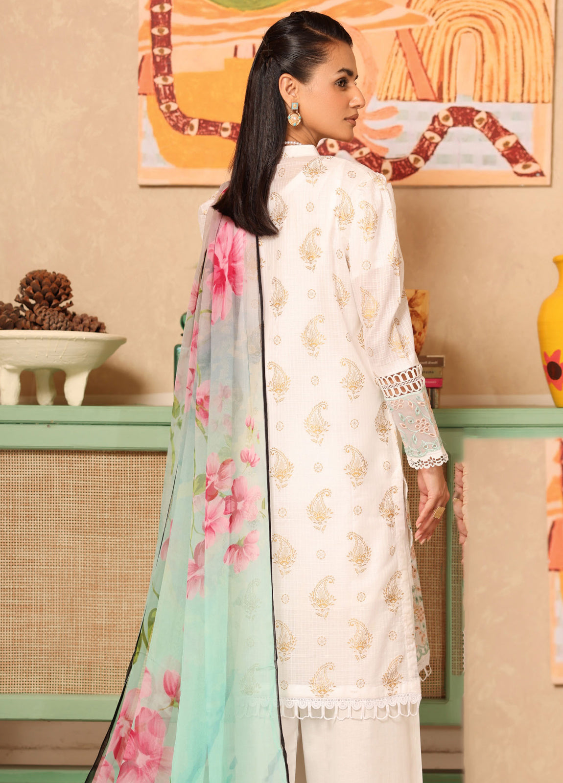 Milhaan By Johra Embroidered Chikankari & Gold Printed Lawn Unstitched 3Pcs