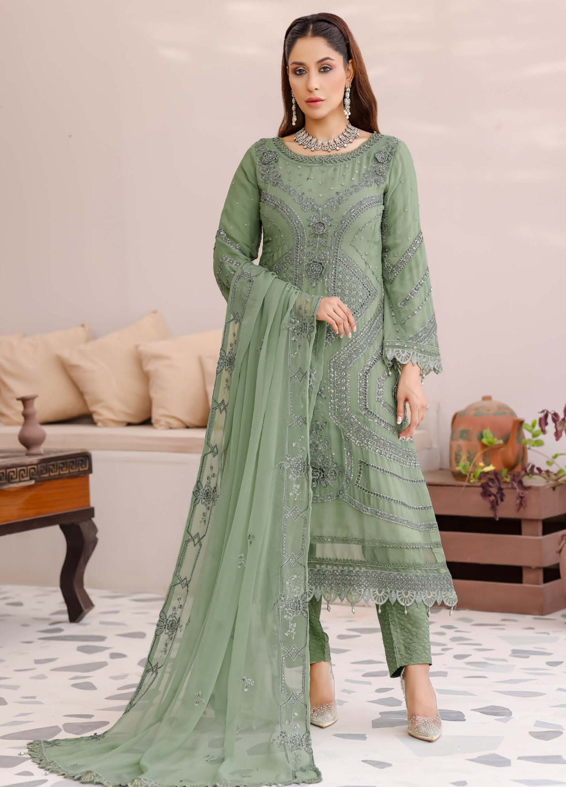 Ballerina By Bin khalid Embroidered Chiffon Unstitched Three Piece