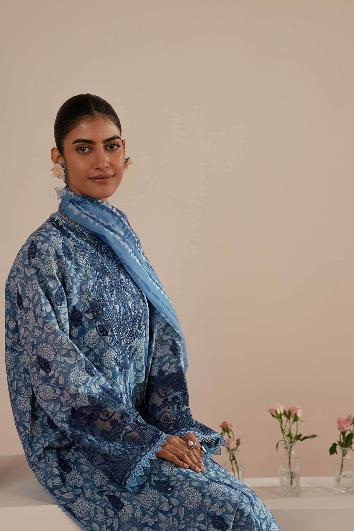 Floral Charm By Afrozeh Embroidered Lawn Unstitched 3pcs - Jotey