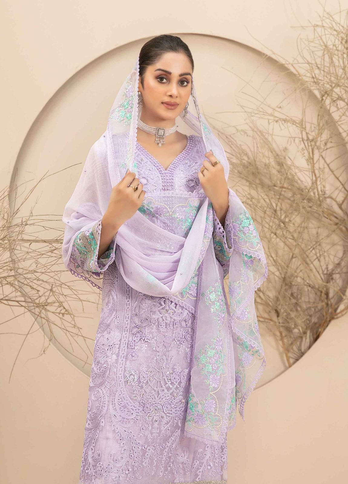 Dilaab By Tawakkal Embroidered Semi Stitched 3pcs - Jotey