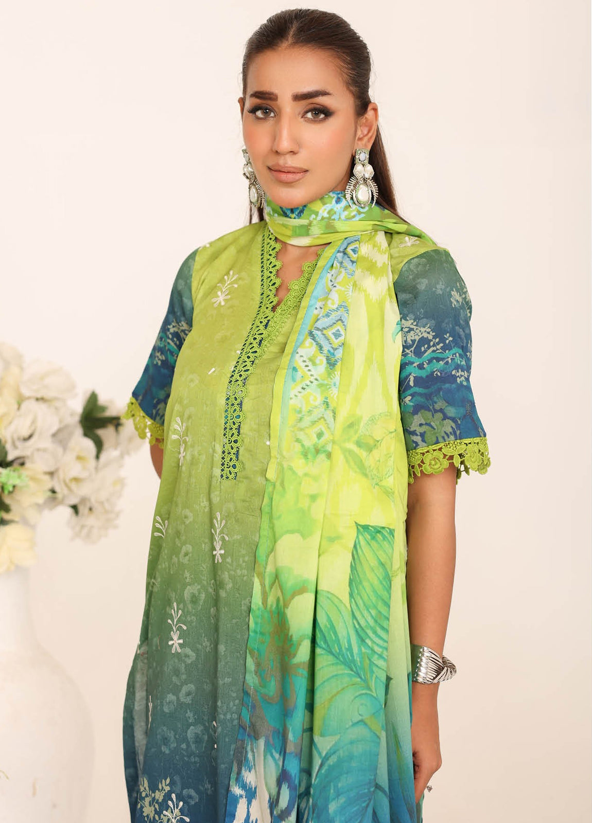 Inshal by Johra Chikankari + Printed Lawn Unstitched 3Pcs