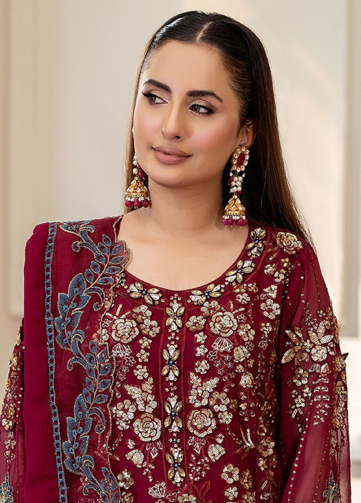 Tabassum By ZA Clothes Embroidered Chiffon Semi-Stitched 3pcs
