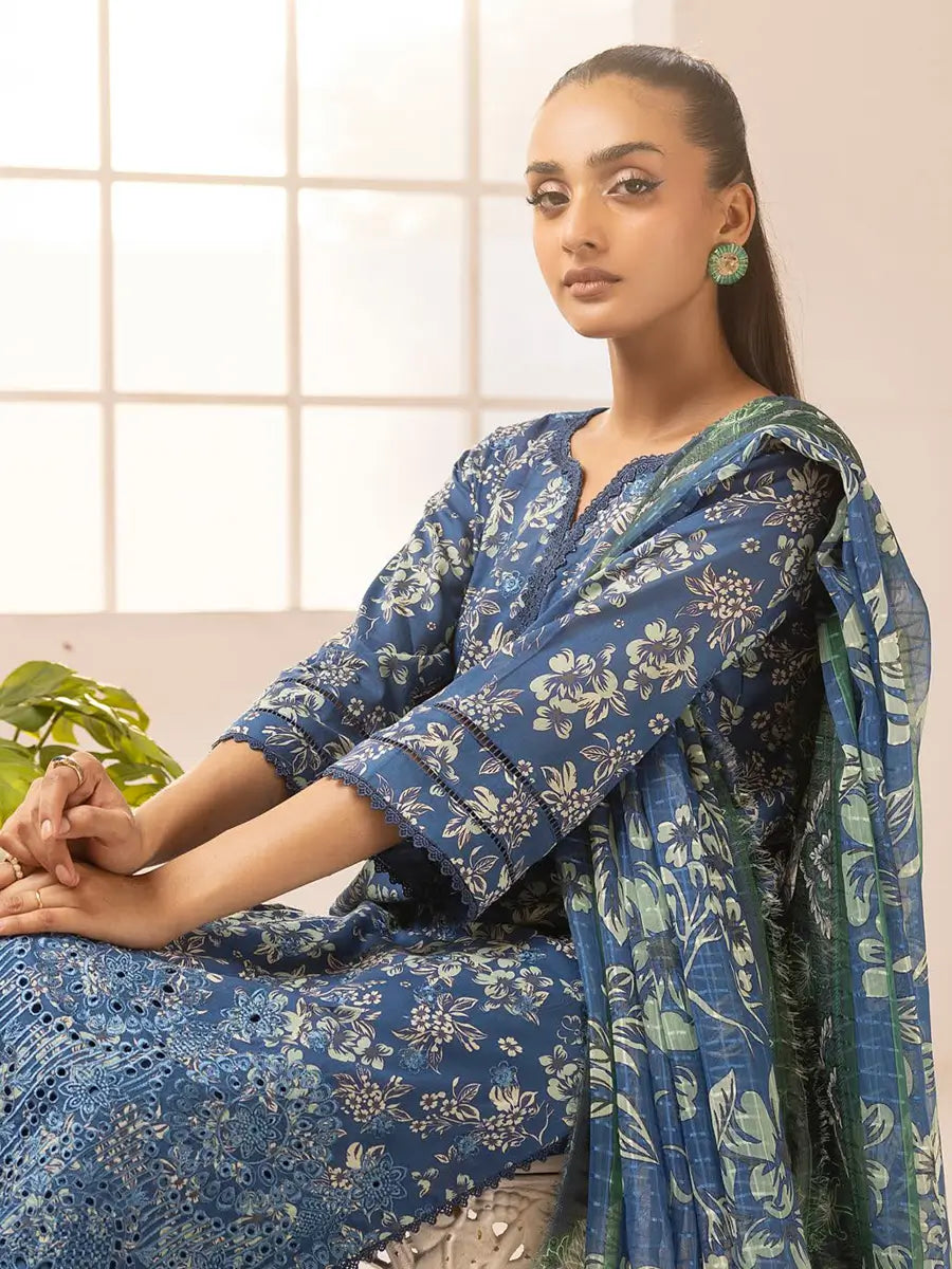 Printkari By Nur Embroidered Printed Lawn Unstitched 3pcs