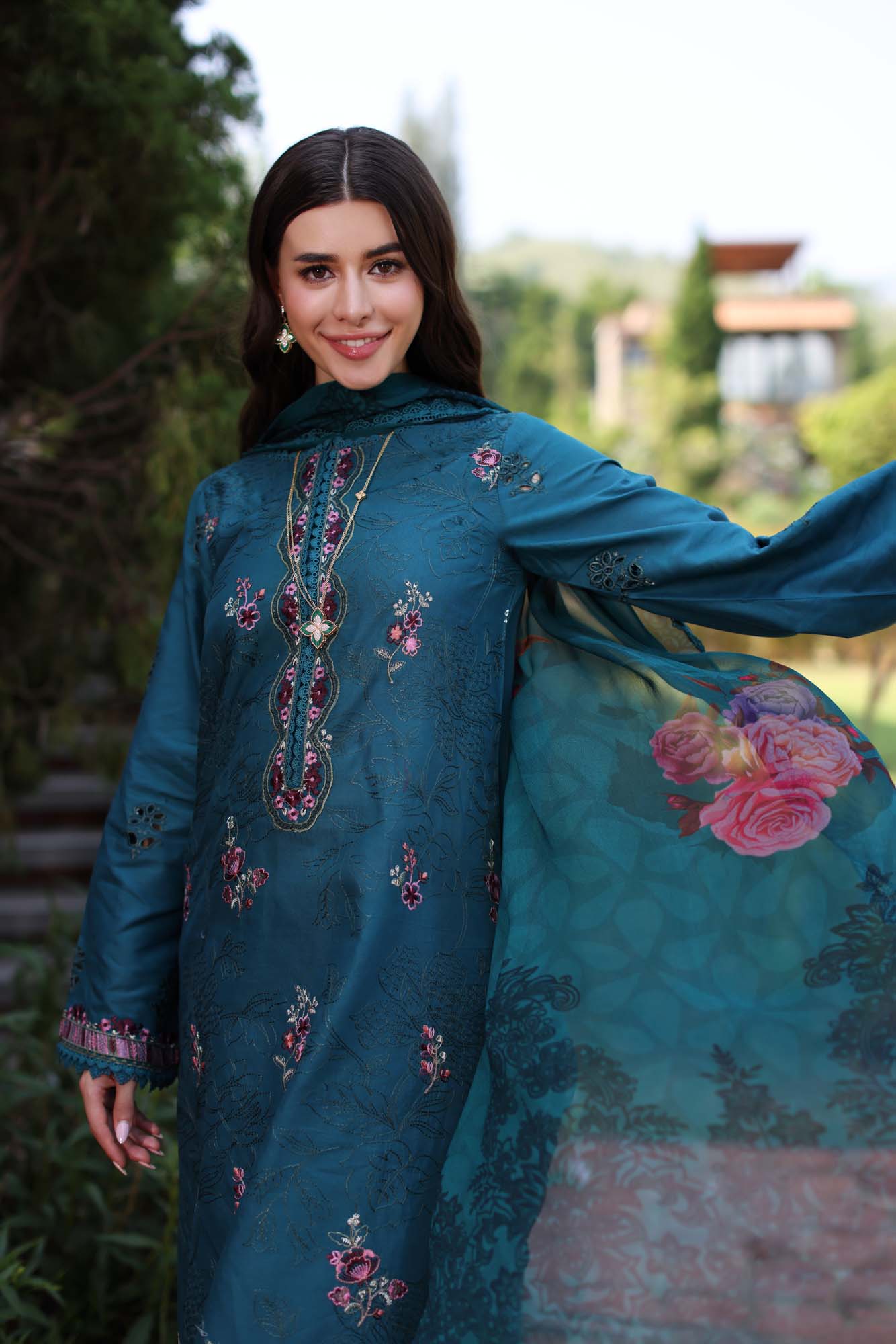 Noor By Saadia Asad Eid Luxe Printkari Embroidered Lawn Unstitched 3pcs