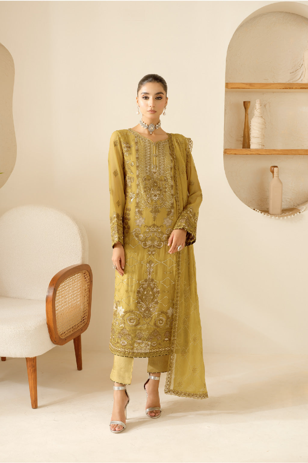 Sonehri By Ramsha Chiffon Unstitched 3pcs